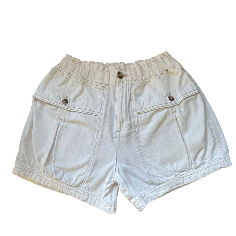 We The Free Effie Denim Pocket Shorts Cream Size XS - Picture 2 of 11